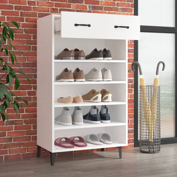 vidaXL Παπουτσοθήκη Λευκή 60 x 35 x 105 εκ. από Επεξεργασμένο Ξύλο