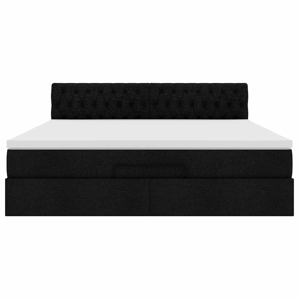 vidaXL Οθωμανικό κρεβάτι με στρώμα Μαύρο 180x200cm Ύφασμα
