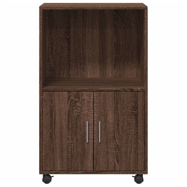 vidaXL Ντουλάπι Τροχήλατο Καφέ Δρυς 55x40x91 εκ. από Επεξ. Ξύλο