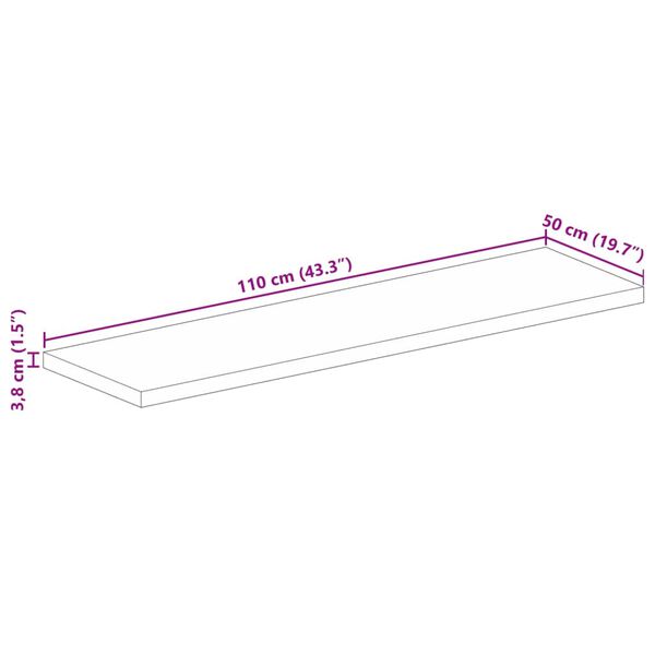 vidaXL Επιφάνεια Τραπεζιού Ορθογώνια 110x50x3,8 εκ. Μασίφ Ξύλο Μάνγκο
