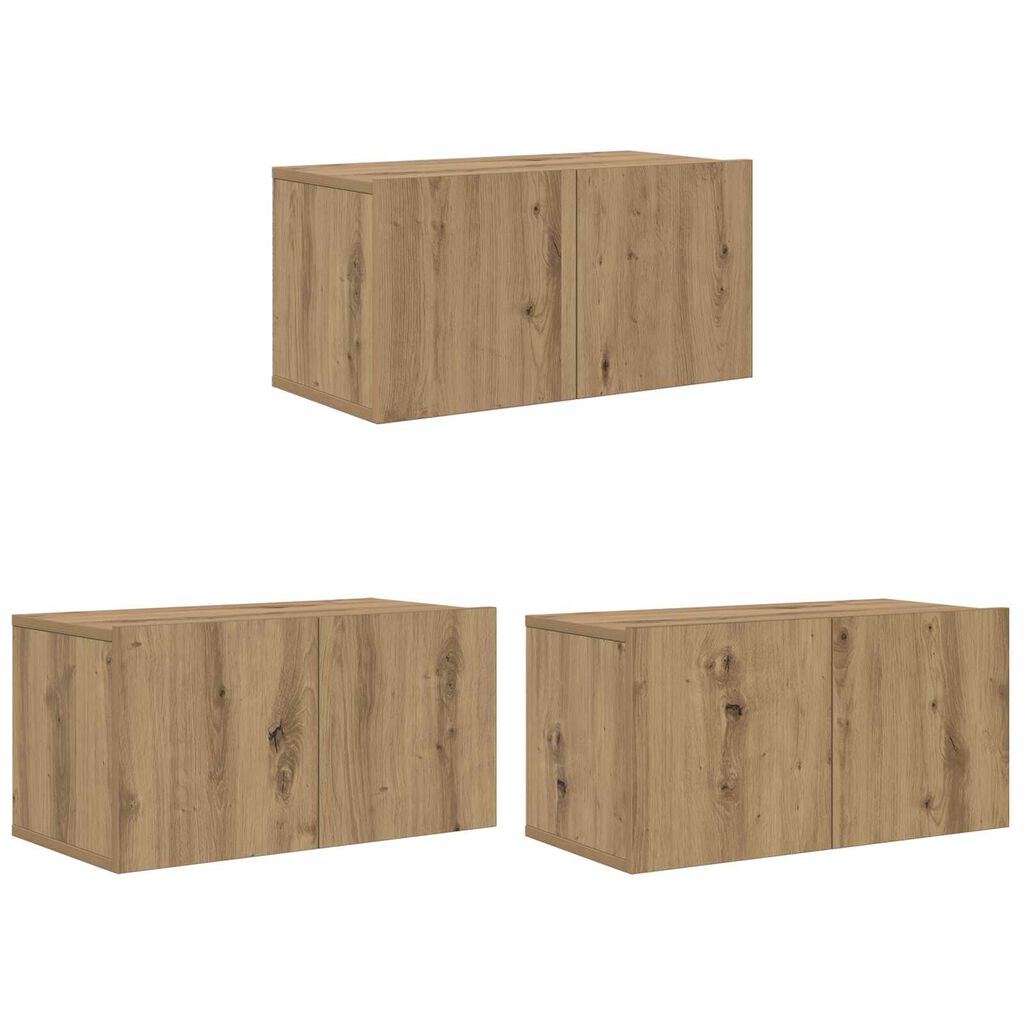 vidaXL Ντουλάπι TV 3 pcs Καφέ 60 x 30 x 30 cm Επεξεργασμένο ξύλο