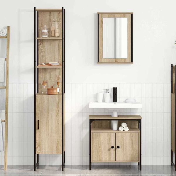 vidaXL Σετ Επίπλων Μπάνιου 3 pcs Sonoma Δρυς 33 x 33 x 185.5 εκ