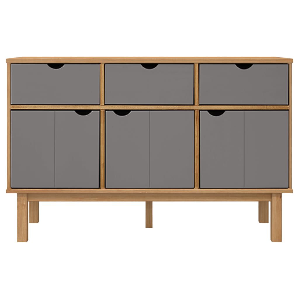 vidaXL Συρταριέρα OTTA Καφέ και Γκρι 114x43x73,5 εκ. Μασίφ Ξύλο Πεύκου
