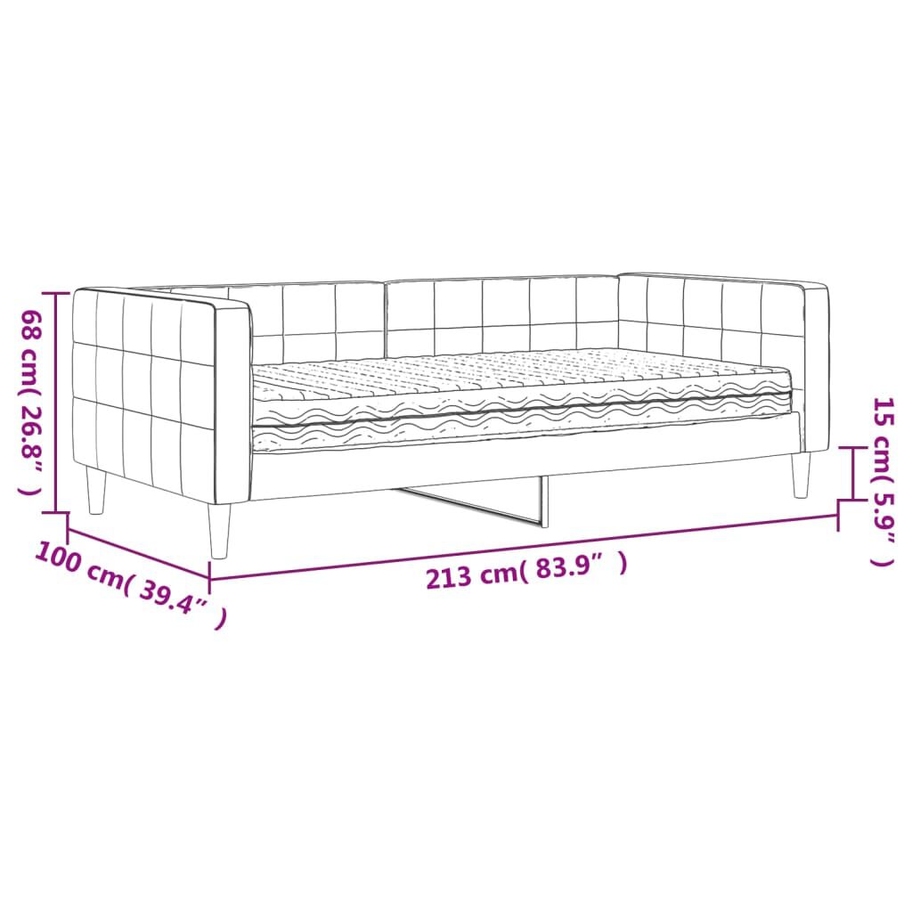 vidaXL Καναπές Κρεβάτι με Στρώμα Ανοιχτό Γκρι 90x190 εκ. Βελούδινος