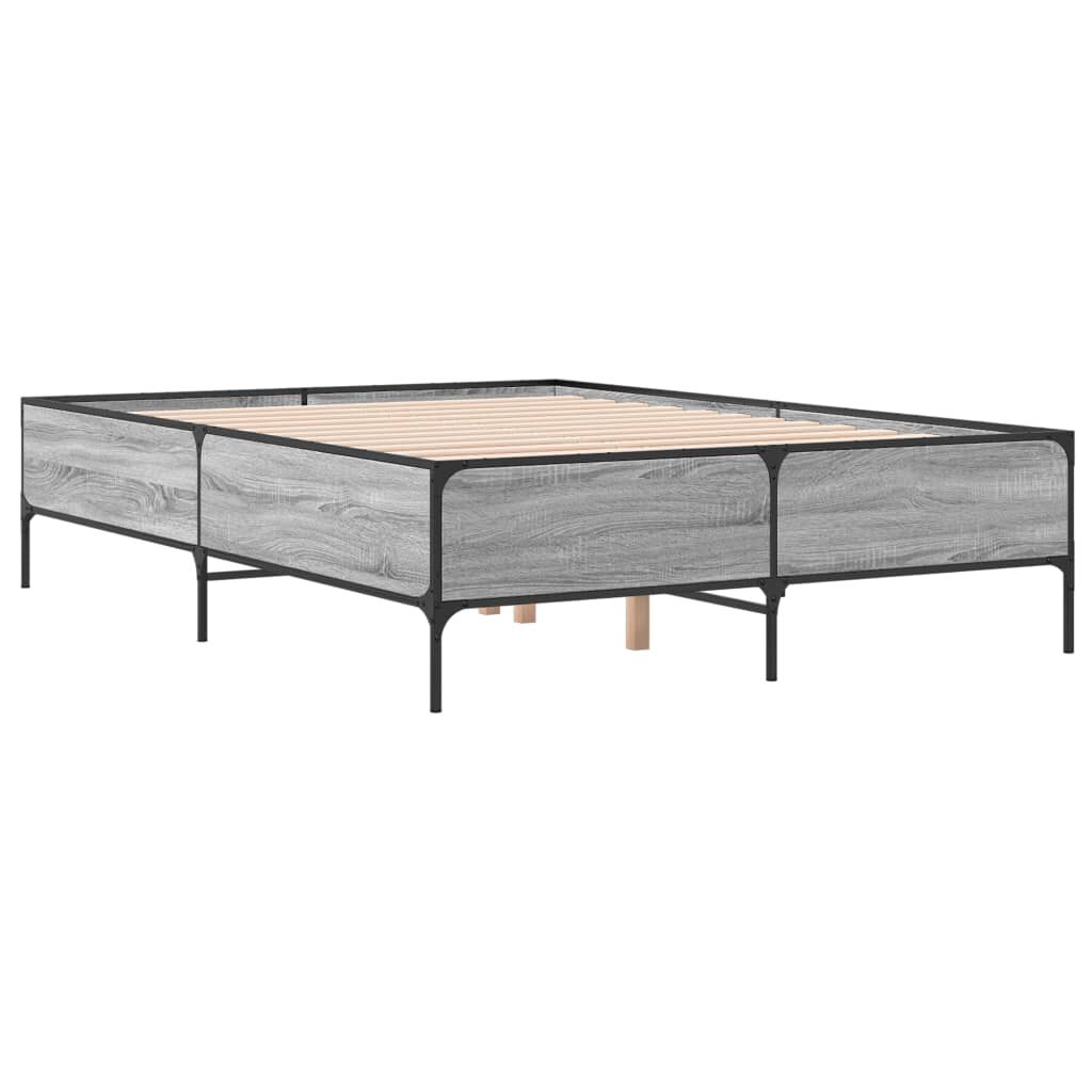 vidaXL Πλαίσιο Κρεβατιού Γκρι Sonoma 120x200 εκ. Επεξ. Ξύλο & Μέταλλο