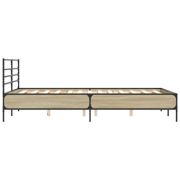 vidaXL Πλαίσιο Κρεβατιού Sonoma Δρυς 140x200 εκ. Επεξ. Ξύλο & Μέταλλο