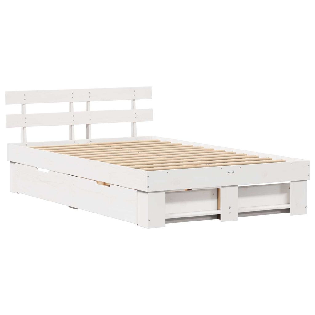 vidaXL Σκελετός Κρεβατιού Λευκό 120 x 190 cm Μασίφ ξύλο πεύκου