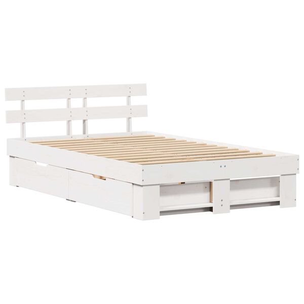 vidaXL Σκελετός Κρεβατιού Λευκό 120 x 190 cm Μασίφ ξύλο πεύκου