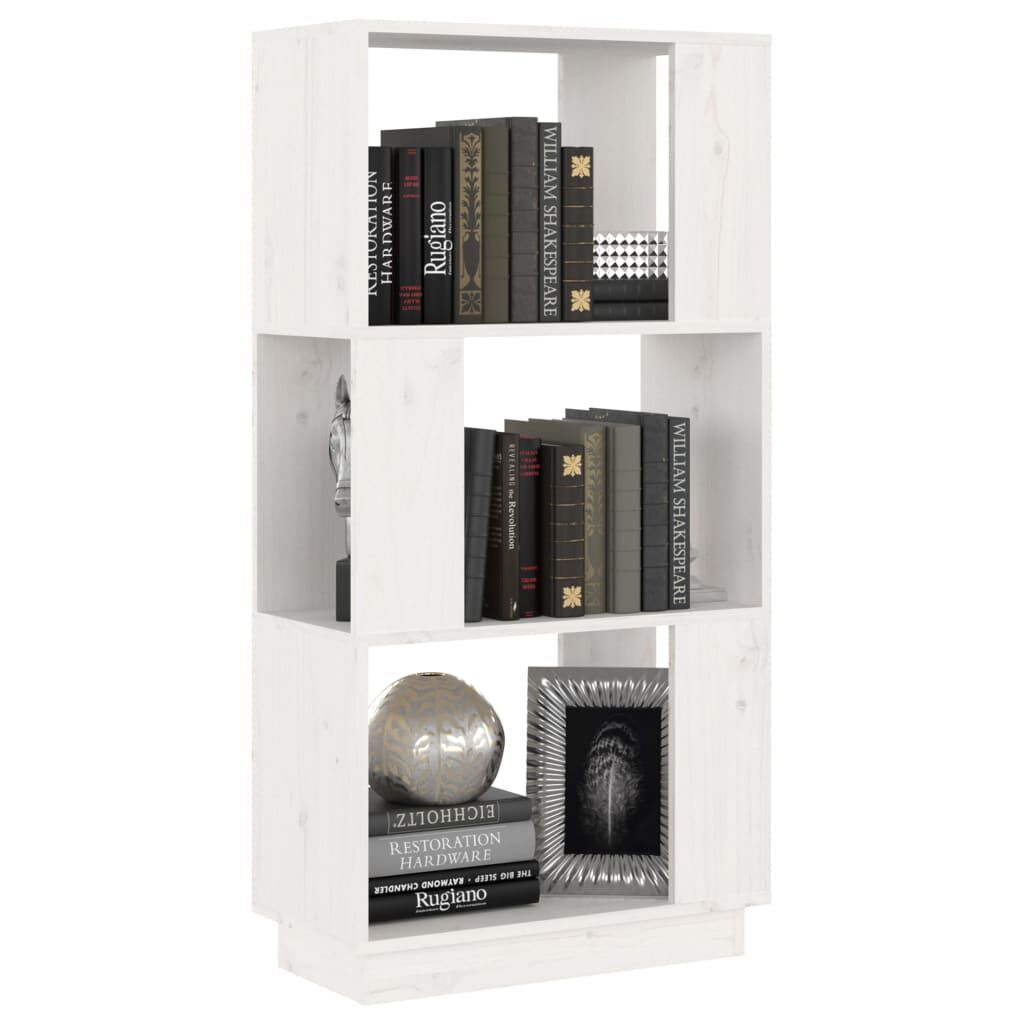 vidaXL Βιβλιοθήκη/Διαχωριστικό Χώρου Λευκό 51x25x101 εκ. Μασίφ Πεύκο