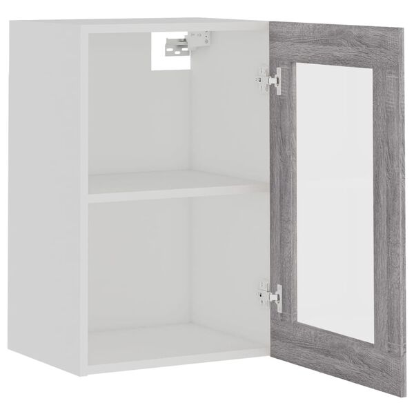vidaXL Κρεμαστό Ντουλάπι Γυάλινο Lyon Γκρι Sonoma 40x31x60εκ.
