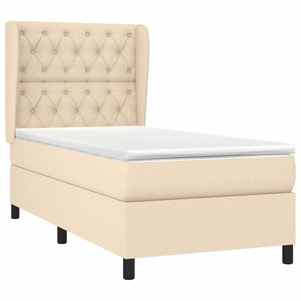 vidaXL Κρεβάτι Boxspring με Στρώμα Κρεμ 80 x 200 εκ. Υφασμάτινο