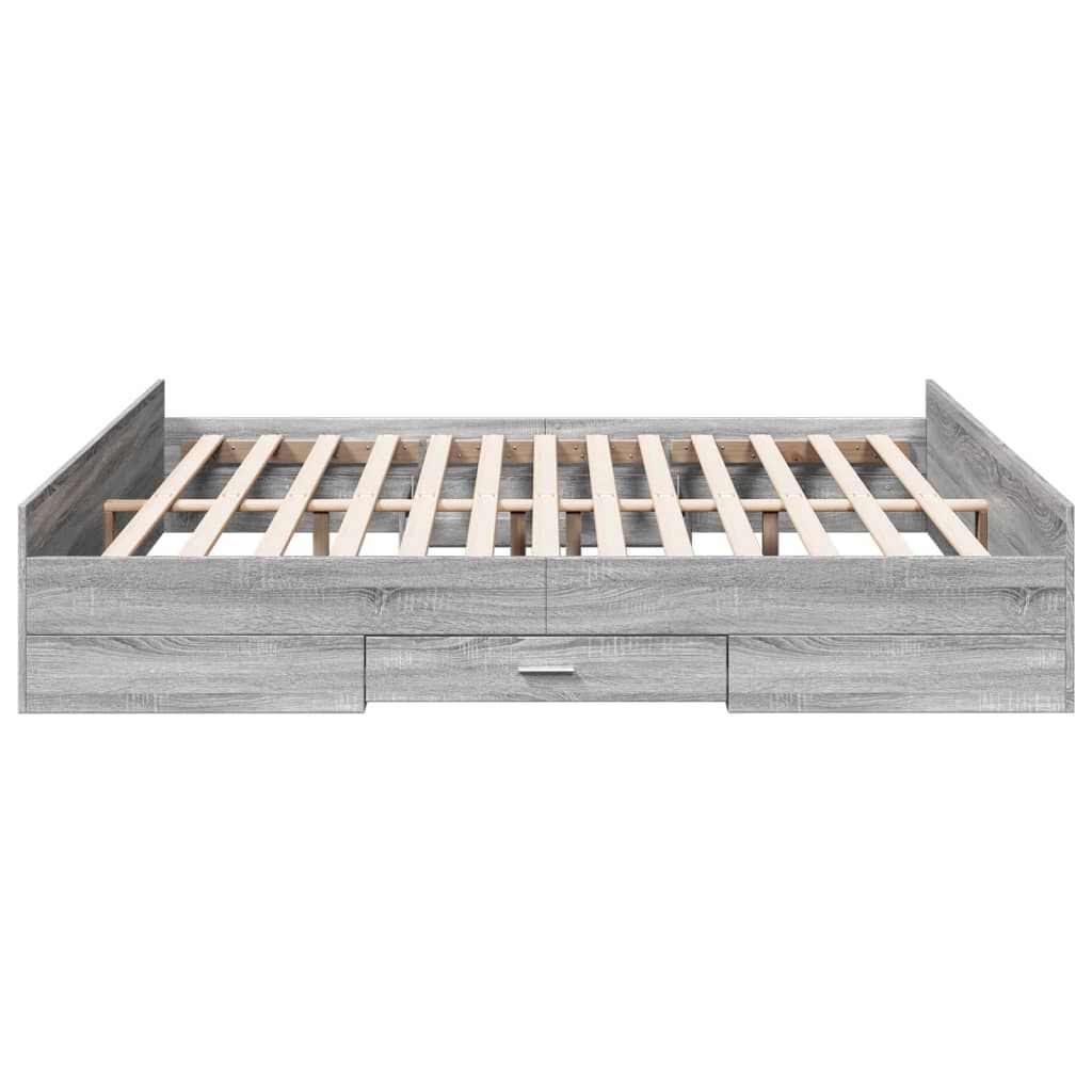 vidaXL Πλαίσιο Κρεβατιού με συρτάρια Γκρι sonoma 200x200εκ. Επεξ. Ξύλο