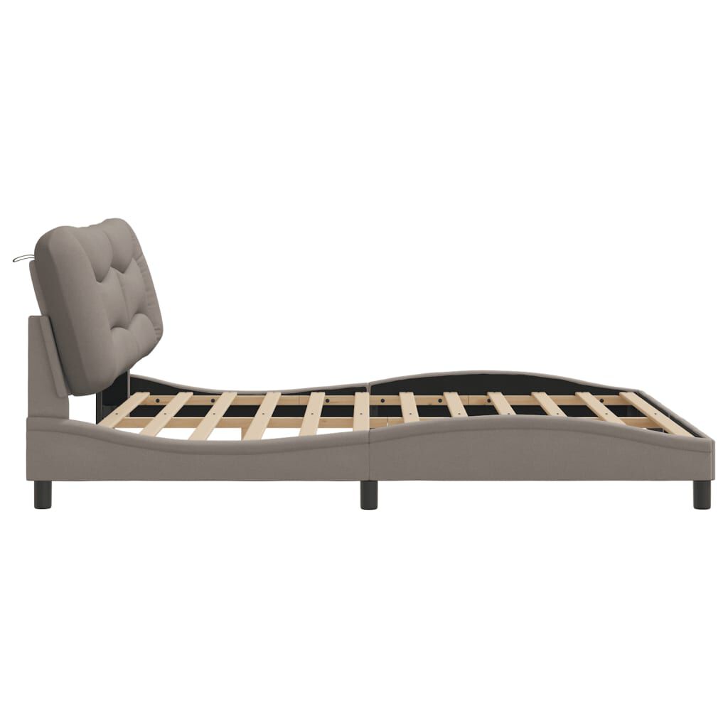 vidaXL Πλαίσιο κρεβατιού με LED χωρίς στρώμα Taupe 180x200 cm Ύφασμα