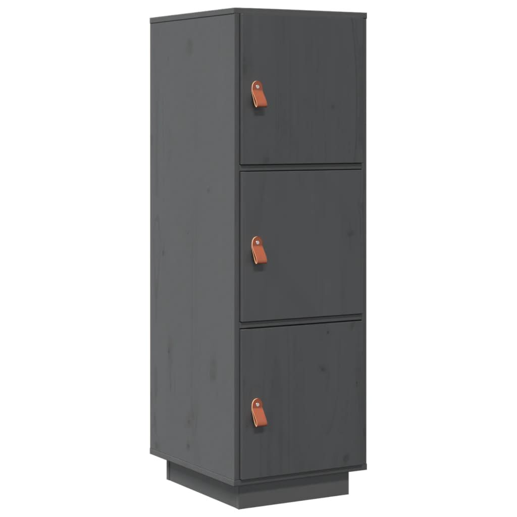 vidaXL Ντουλάπι Ψηλό Γκρι 34 x 40 x 108,5 εκ. από Μασίφ Ξύλο Πεύκου