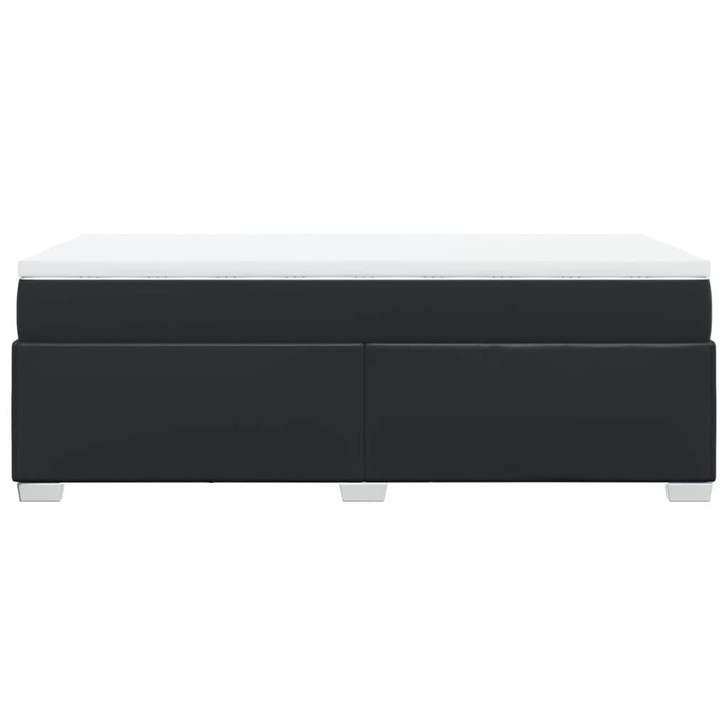 vidaXL Κρεβάτι Boxspring με Στρώμα Μαύρο 80 x 200 εκ. Συνθετικό Δέρμα