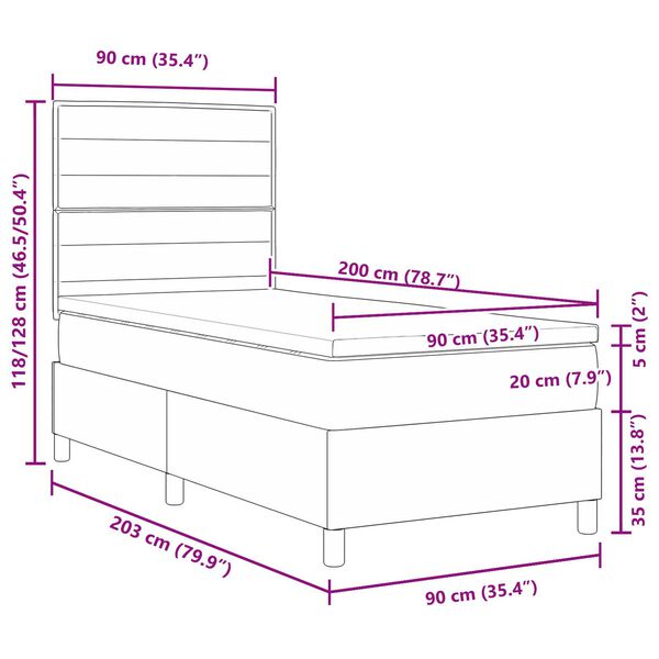 vidaXL Κρεβάτι Κιβωτού με Στρώμα Κρεμ 90x200 cm Ύφασμα