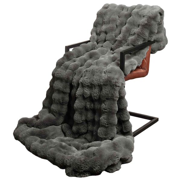 vidaXL Ψεύτικη κουβέρτα από κουνέλι Σκούρο Γκρι 150 x 220 cm