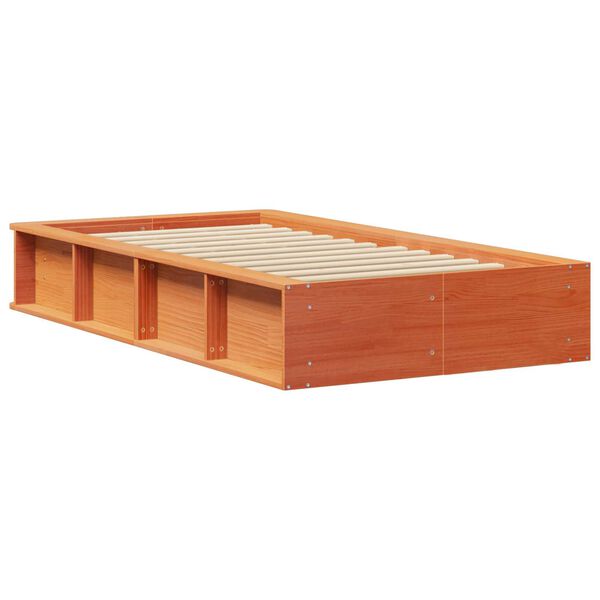 vidaXL Σκελετός Κρεβατιού Καφέ κεριού 90 x 190 cm Μασίφ ξύλο