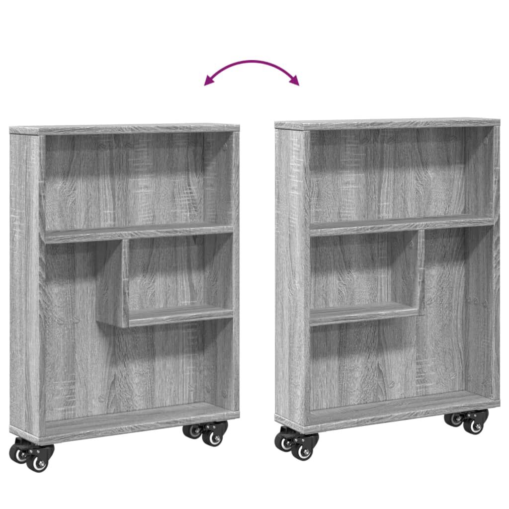 vidaXL Τρόλεϊ Αποθήκευσης Στενό Γκρι Sonoma 48x13x68 εκ. Επεξ. Ξύλο