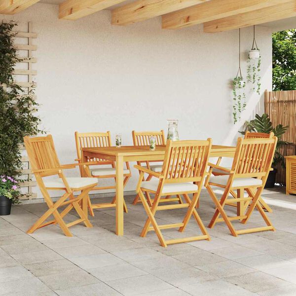 vidaXL Πτυσσόμενη Καρέκλα με μαξιλάρι 6 pcs Λευκό 49 x 57.5 x 92εκ
