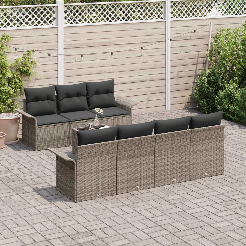 vidaXL Σετ Καναπέ Κήπου με μαξιλάρι 8 pcs Γκρι 55 x 55 x 37 εκ