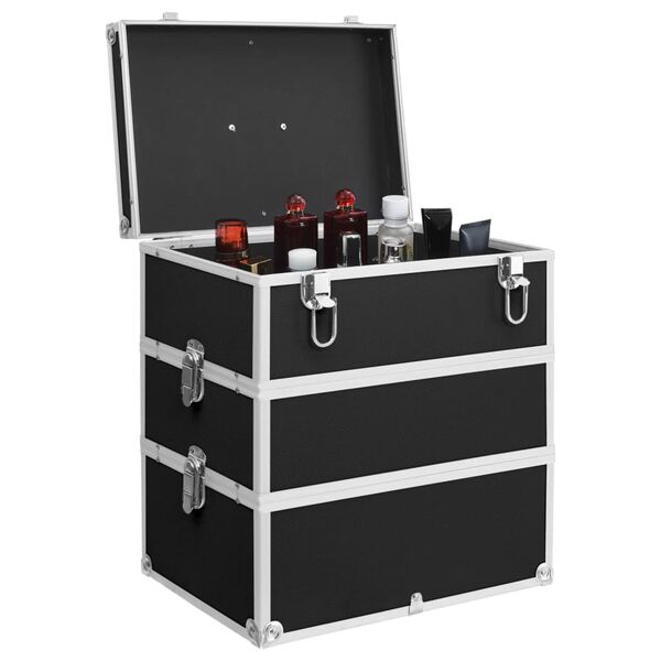 vidaXL Βαλίτσα Μακιγιάζ Μαύρη 37 x 24 x 40 εκ. από Αλουμίνιο