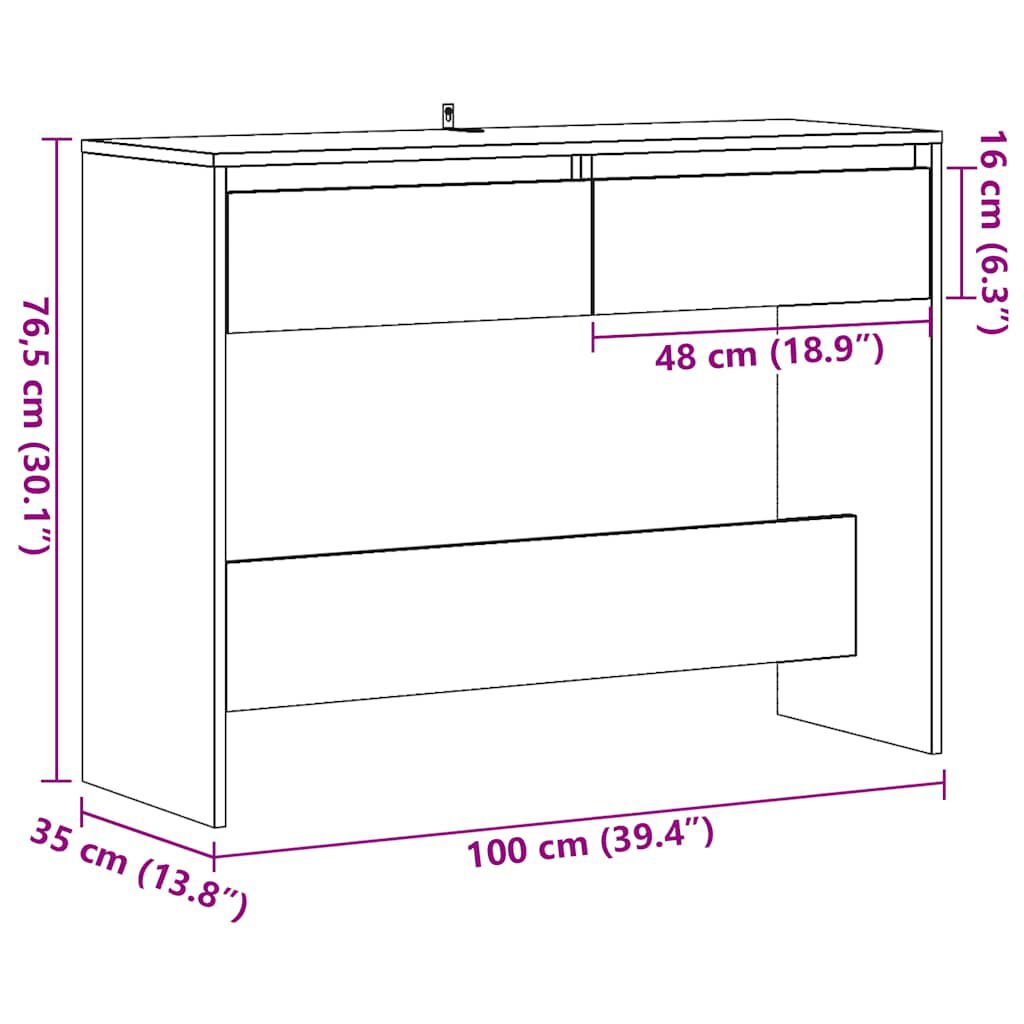 vidaXL Τραπέζι Κονσόλα Παλαιό Ξύλο 100x35x76,5 εκ. Επεξεργασμένο Ξύλο