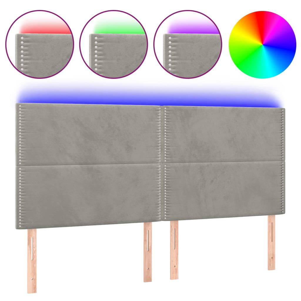 vidaXL Κεφαλάρι Κρεβατιού LED Ανοιχτό Γκρι 160x5x118/128 εκ. Βελούδινο