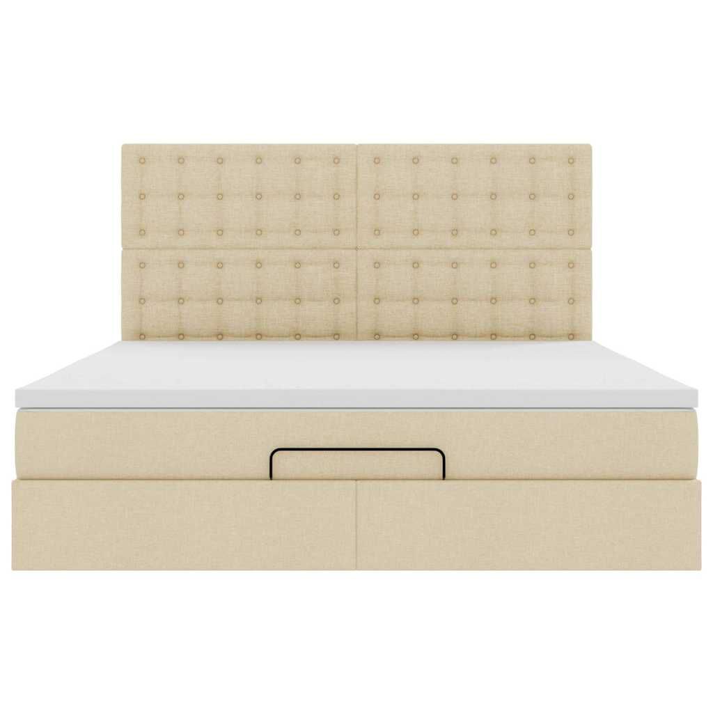 vidaXL Οθωμανικό κρεβάτι με στρώμα Cream 180x200cm ύφασμα