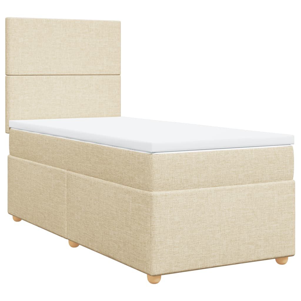 vidaXL Κρεβάτι Boxspring με Στρώμα Κρεμ 90x190 εκ.Υφασμάτινο
