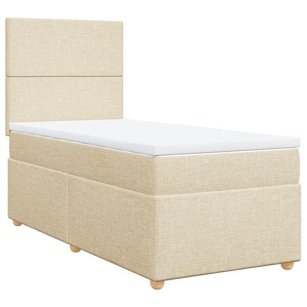 vidaXL Κρεβάτι Boxspring με Στρώμα Κρεμ 90x190 εκ.Υφασμάτινο