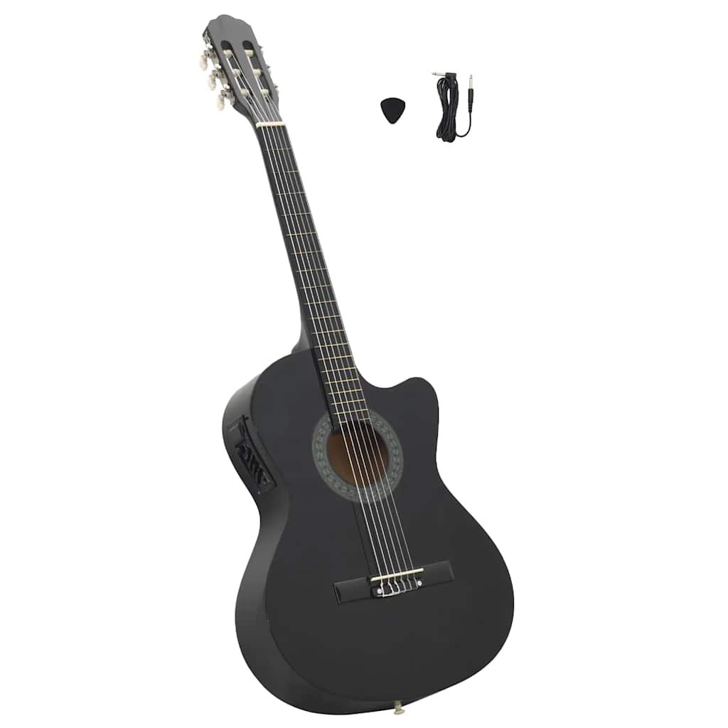 vidaXL Κιθάρα Western Classical Cutaway Μαύρη με Ισοσταθμιτή 6 Χορδές