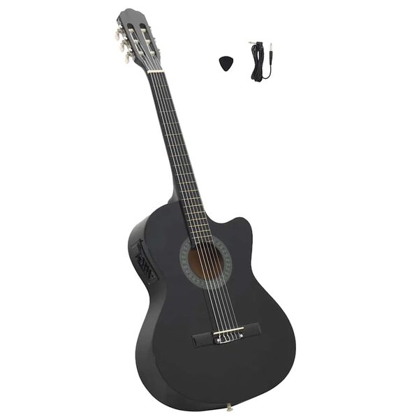 vidaXL Κιθάρα Western Classical Cutaway Μαύρη με Ισοσταθμιτή 6 Χορδές