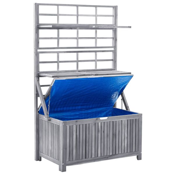 vidaXL Μπαούλο Αποθήκευσης Καφασωτό Γκρι 99x55x160 Μασίφ Ξύλο Ακακίας