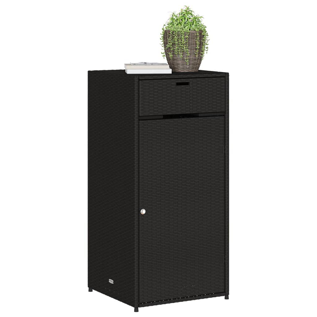 vidaXL Ντουλάπι Αποθήκευσης Κήπου Μαύρο 55x55x111 εκ. από Συνθ. Ρατάν