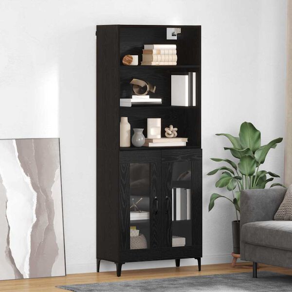 vidaXL Highboard &Mu;&alpha;ύ&rho;&eta; &Omicron;&xi;&upsilon;ά 69,5 x 34 x 180 &epsilon;&kappa;. &Epsilon;&pi;&epsilon;&xi;&epsilon;&rho;&gamma;&alpha;&sigma;&mu;έ&nu;&omicron; &xi;ύ&lambda;&omicron;