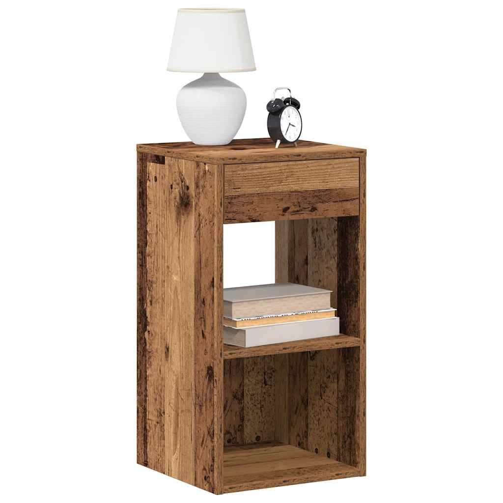 vidaXL Κομοδίνο με 2 συρτάρια Όψη Παλαιού Ξύλου 35x34x66,5 εκ.