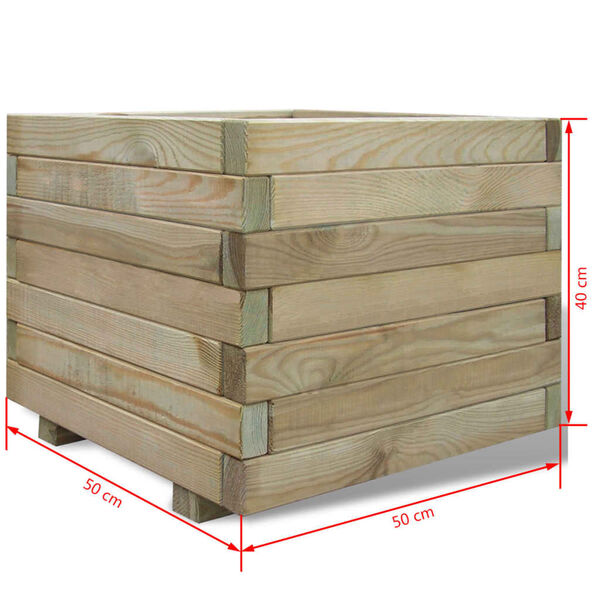 vidaXL Ζαρντινιέρα Υπερυψωμένη Τετράγωνη 50 x 50 x 40 εκ. Ξύλινη