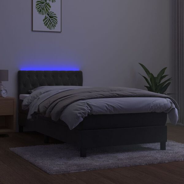 vidaXL &Kappa;&rho;&epsilon;&beta;ά&tau;&iota; Boxspring &mu;&epsilon; &Sigma;&tau;&rho;ώ&mu;&alpha; & LED &Sigma;&kappa;. &Gamma;&kappa;&rho;&iota; 100x200&epsilon;&kappa;. &Beta;&epsilon;&lambda;&omicron;ύ&delta;&iota;&nu;&omicron;
