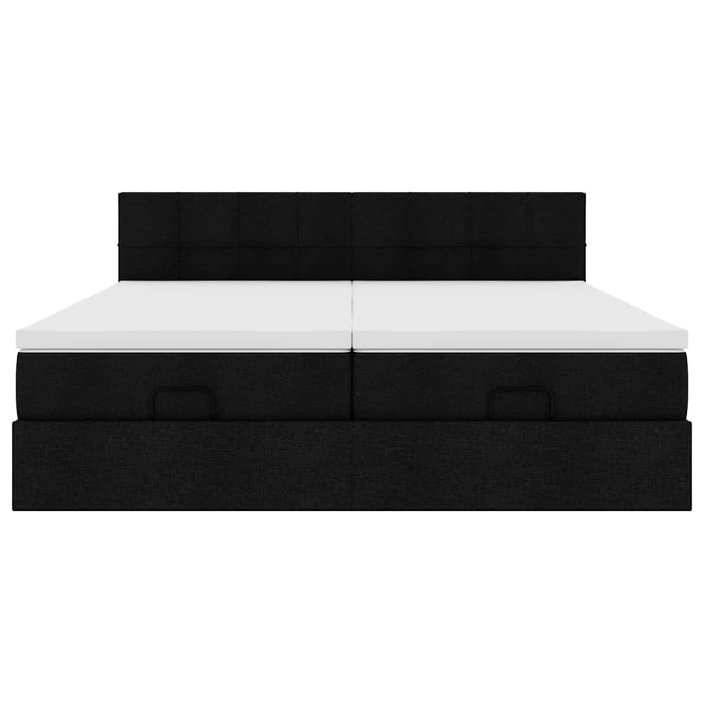 vidaXL Οθωμανικό κρεβάτι με στρώματα Μαύρο 180x200cm Ύφασμα