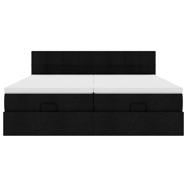 vidaXL Οθωμανικό κρεβάτι με στρώματα Μαύρο 180x200cm Ύφασμα