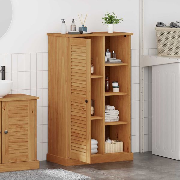 vidaXL Ντουλάπι Μπάνιου καφέ μελί 68 x 34 x 110 εκ. Μασίφ ξύλο πεύκου