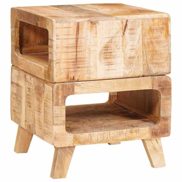 vidaXL Τραπέζια άκρης με ράφι Καφέ 40 x 40 x 49 εκ Μασίφ ξύλο μάνγκο