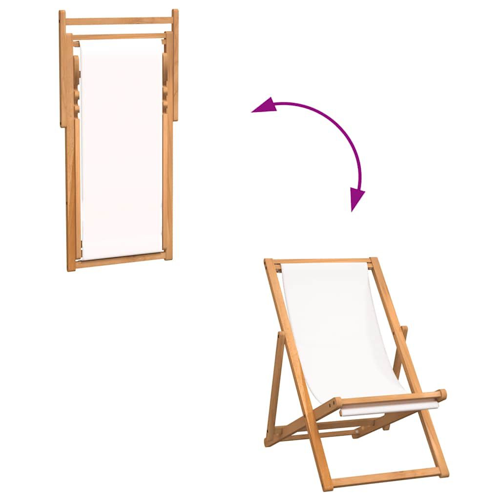 vidaXL Ξαπλώστρα Κρεμ 56 x 105 x 96 εκ. από Ξύλο Teak
