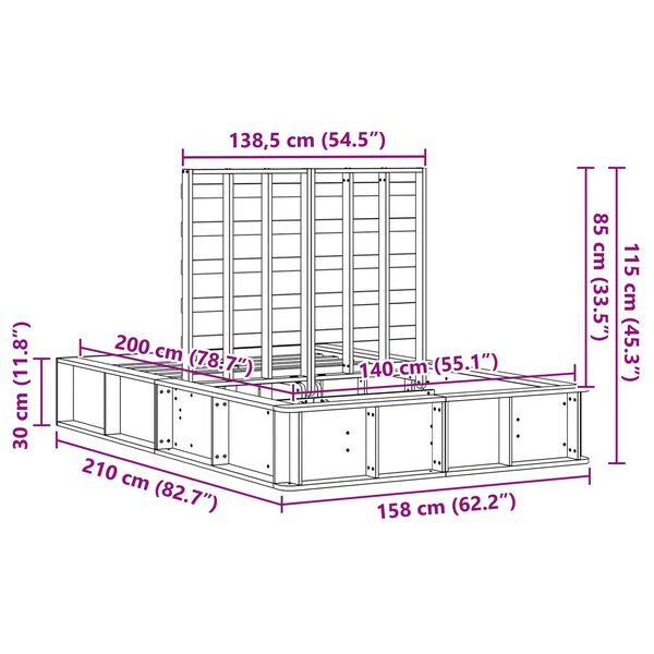 vidaXL Σκελετός Κρεβατιού Λευκό 210 x 158 x 30 εκ Στερεά ξυλεία πεύκου