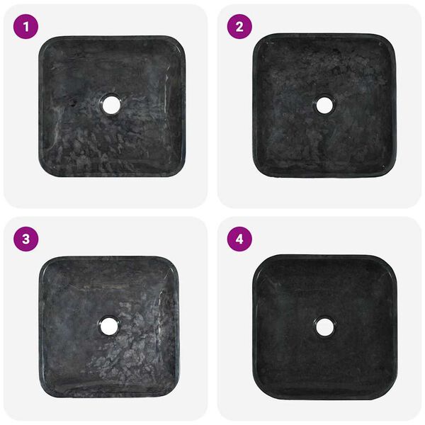 vidaXL Νιπτήρας Μαύρος 40 x 40 x 10 εκ. Μαρμάρινος