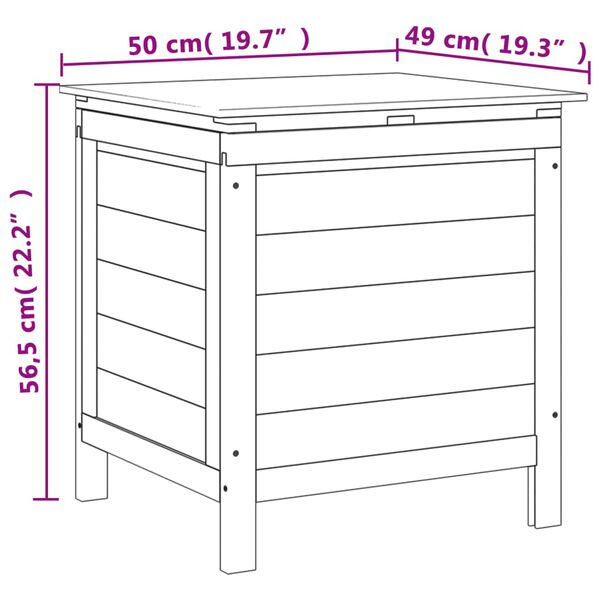 vidaXL Μπαούλο Αποθ. Κήπου Καφέ 50x49x56,5 εκ. Μασίφ Ξύλο Ελάτης
