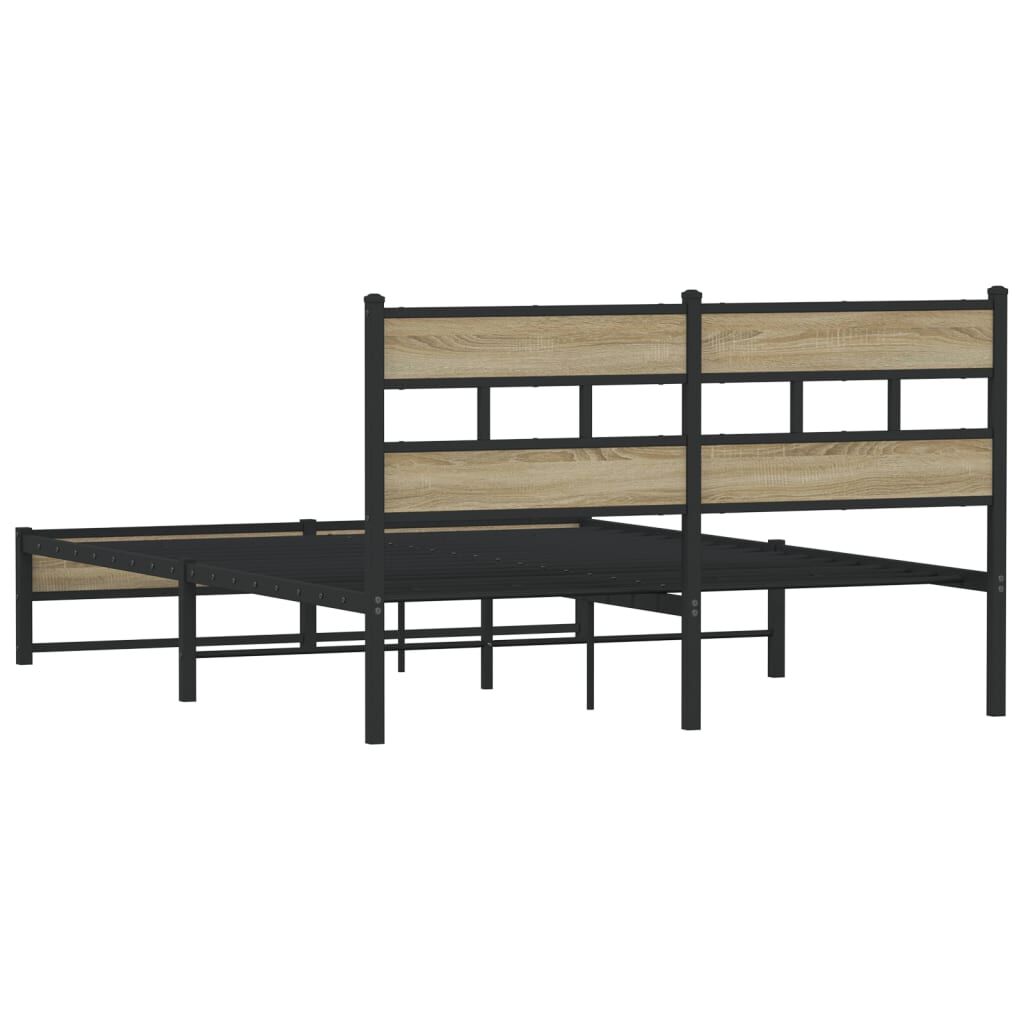 vidaXL Σκελετός Κρεβ. Χωρίς Στρώμα Sonoma Δρυς 150x200 εκ. Μεταλλικό