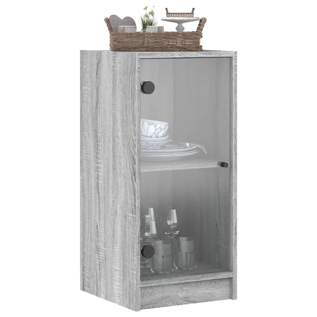 vidaXL Βοηθητικό Ντουλάπι Sonoma Γκρι 35x37x75,5εκ. με Γυάλινες Πόρτες