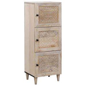 vidaXL Highboard με ράφι Λευκό 40 x 33 x 110 εκ Μασίφ ξύλο μάνγκο